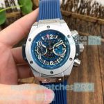 Copy Hublot Big Bang Unico Perpetual Blue Dial Silver Bezel Watch